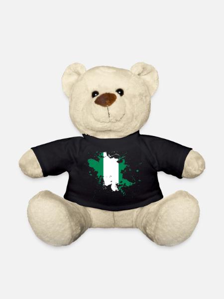 Nigeria flag as a splash of color - Teddy Bear - black