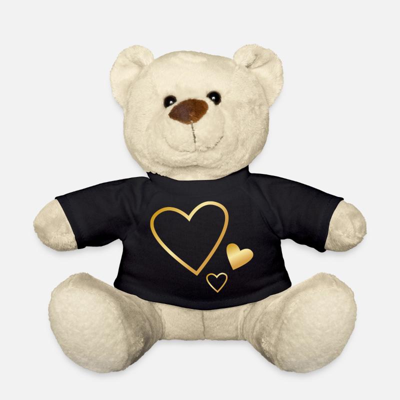3 Gold Herzen - Teddy - Schwarz