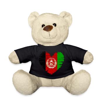 Afghanistan Herz Flagge Fahne Wappen - Teddy - Schwarz - Vorne