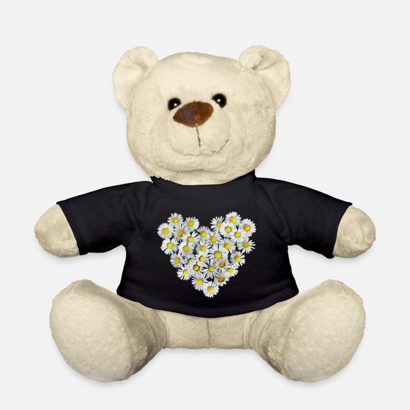 Daisies Heart Spring Daisy Flower Flower - Teddy Bear - black