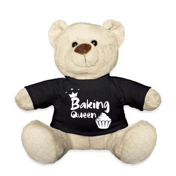 Baking Queen lustiges Humor Cupcake Geschenk - Teddy - Schwarz - Vorne