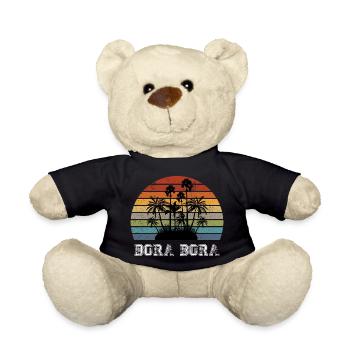 Bora Bora design vintage avec palmiers / cadeau - Nounours - noir - Devant