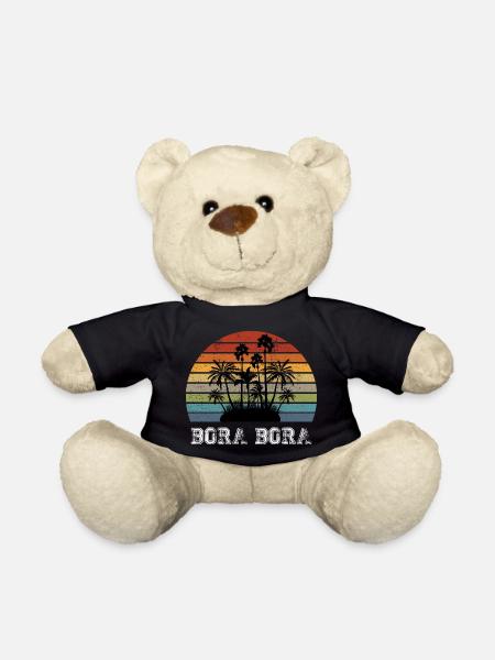 Bora Bora Vintage Design mit Palmen / Geschenk - Teddy - Schwarz