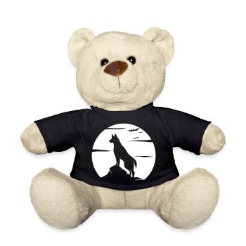 loup, pleine lune, halloween, loup-garou, nuit, hurler, chien - Nounours - noir - Devant