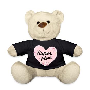 Super Mom typography design! - Teddy Bear - black - Front