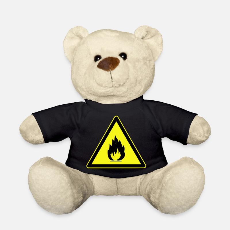 Avertissement de danger inflammable, danger inflammable - Nounours - noir