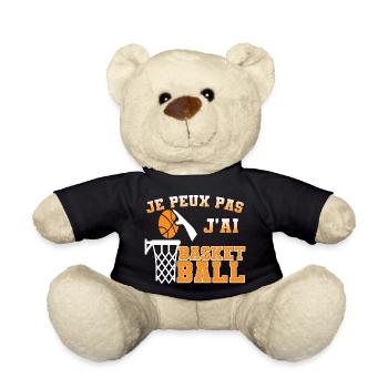 Je peux pas j'ai basket ball. T shirt basketball - Nounours - noir - Devant