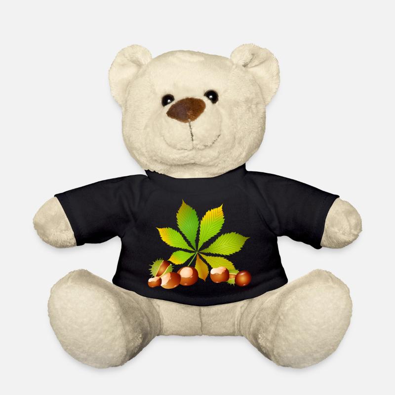 châtaignes brun vif avec feuille de châtaignier - Nounours - noir