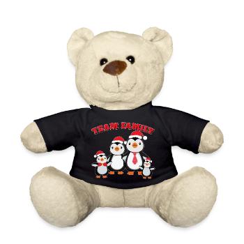 team family penguin family christmas conifer - Teddy Bear - black - Front