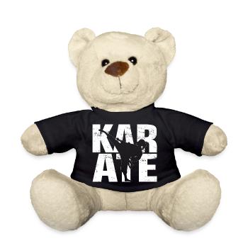 KARATE - Woman makes Karatekick - Karate fighter - Teddy Bear - black - Front