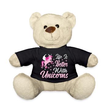 Leben ist besser mit Einhörnern - Teddy - Schwarz - Vorne
