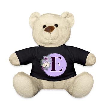 lettre E Couronne de fleurs - Nounours - noir - Devant