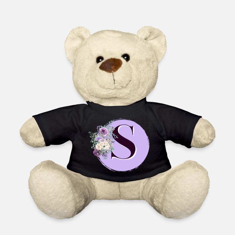 lettre S Couronne de fleurs - Nounours - noir