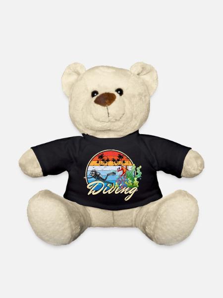 Diving Diving Divers funny funny gift idea - Teddy Bear - black