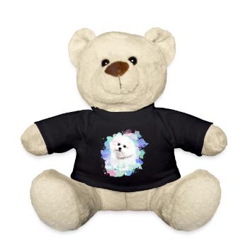 bichon frisé, maltais, chien, aquarelle, aquarelle - Nounours - noir - Devant