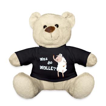 Wütendes Schaf fragt: "Was du Wolle?" - Wortwitz - Teddy - Schwarz - Vorne