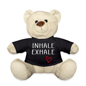 Einatmen Ausatmen Zitat rotes Herz - Teddy - Schwarz - Vorne