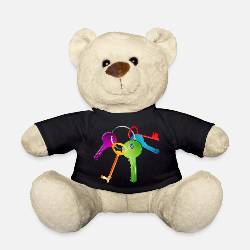 Porte-clés aux couleurs vives avec clé - Nounours - noir