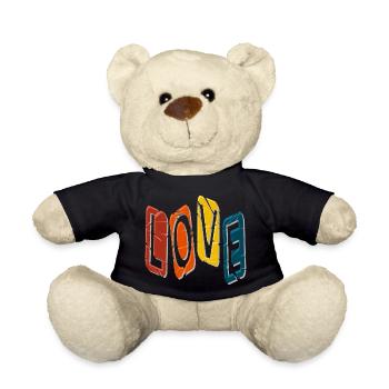 LOVE - Vintage Look - New Stylish Design - Teddy Bear - black - Front