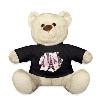 Paris France City Skyline Eiffel Tower Art - Teddy Bear - black - Front