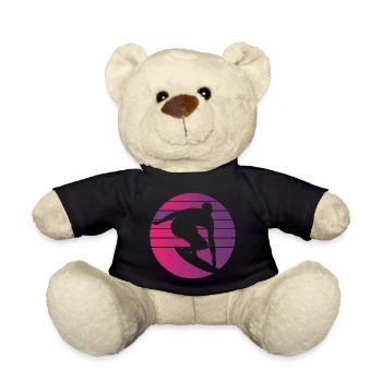 Surfer Retro Surfing Sunset - Teddy Bear - black - Front