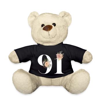 91st Anniversary Flowers (Gift of 91 years) - Teddy Bear - black - Front
