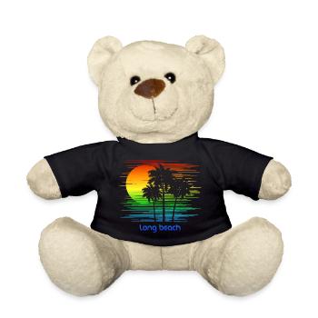 Long Beach California LGBTQ Rainbow Flag Pride - Teddy Bear - black - Front
