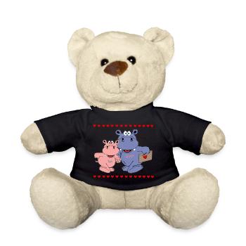 valentistag lettre hippo hippopotame amour chers enfants - Nounours - noir - Devant