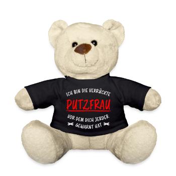 Putzfrau Haushalt Spruch Reinigungskraft Geschenk - Teddy - Schwarz - Vorne
