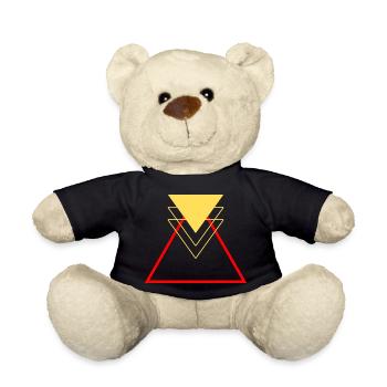 Yellow and Red Triangle Abstract Geometric - Teddy Bear - black - Front