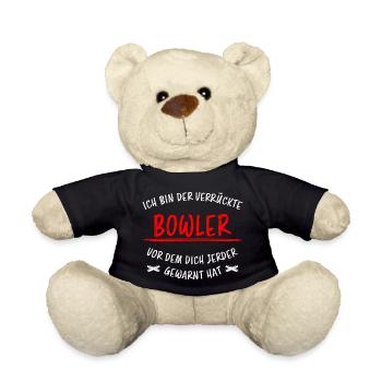 Bowling Lustiger Spruch Bowler Sprüche Geschenk - Teddy - Schwarz - Vorne