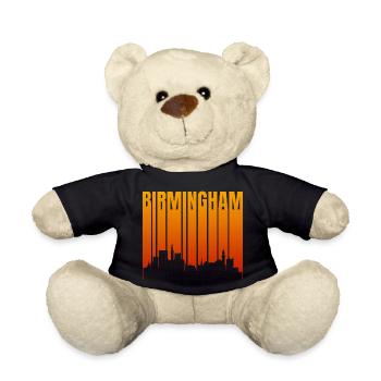 Birmingham Skyline Neon Stripes - Teddy Bear - black - Front