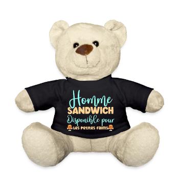 Homme sandwich disponible pour les petites faims - Nounours - noir - Devant
