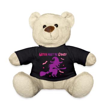 Halloween Crazy Witch Flies on Brooms - Teddy Bear - black - Front