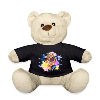 Tiger Splash Grunge Colorful Animal Predator Art - Teddy Bear - black - Front