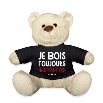 Je Bois Toujours Avec Modération - Nounours - noir - Devant