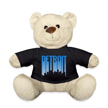 Detroit Skyline Schriftzug Blaues Design - Teddy - Schwarz - Vorne