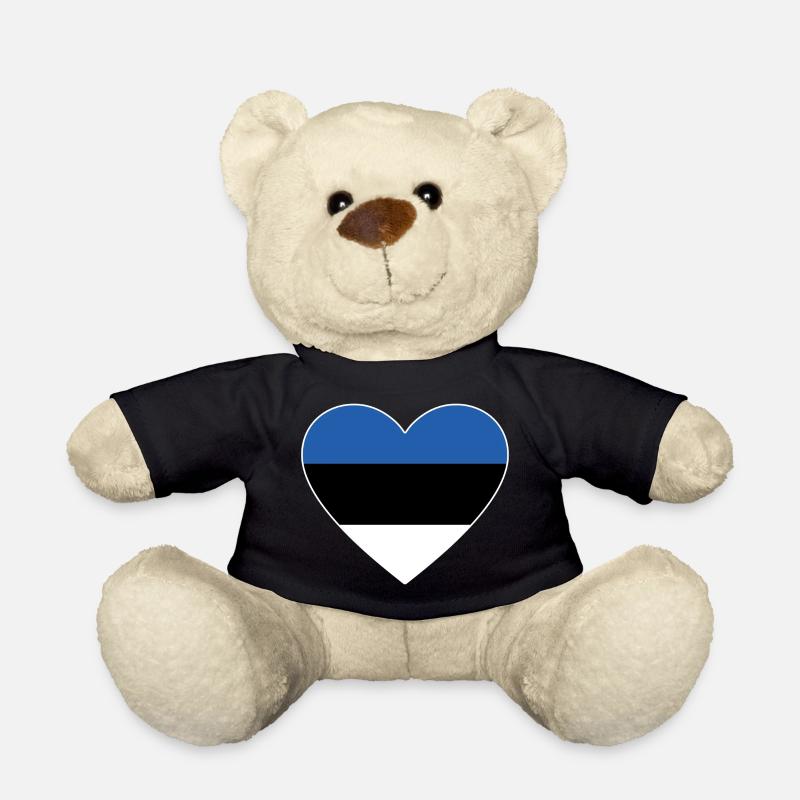 Estland Flagge Herz - Teddy - Schwarz