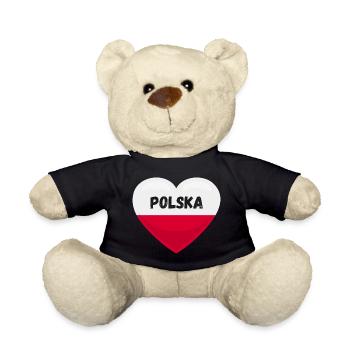 Poland Flag in heart shape - Teddy Bear - black - Front