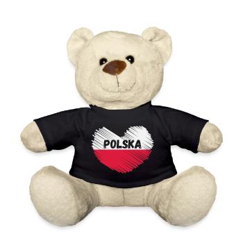 Poland Flag in heart shape - Teddy Bear - black - Front