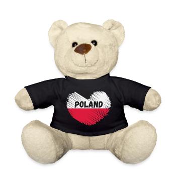 Poland Flag in heart shape - Teddy Bear - black - Front