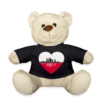 Poland Flag in heart shape Warsaw - Teddy Bear - black - Front