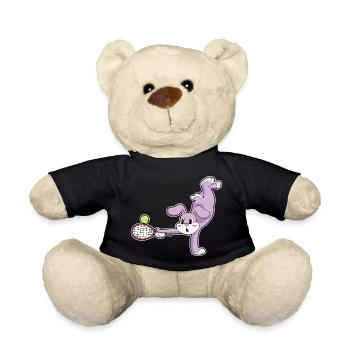 Rabbit Tennis Racket Sport - Teddy Bear - black - Front