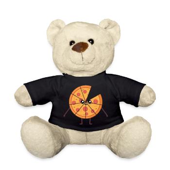 Pizza kawaii lustiges Eltern-Kind-Geschenk - Teddy - Schwarz - Vorne