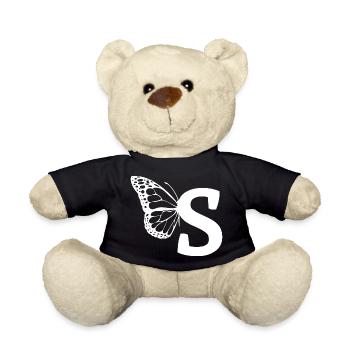 letter S butterfly - Teddy Bear - black - Front