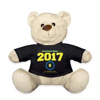 Awesome 2017 Shirt for Men Women 6 Year Old 6th - Teddy Bear - black - Front