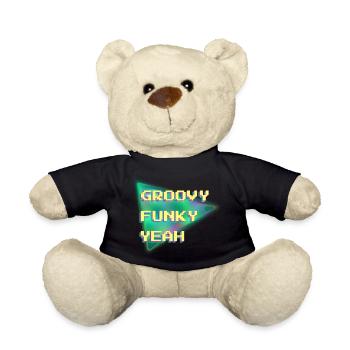 Groovy Funky yes Cool 90s Design Pixel Art - Teddy Bear - black - Front
