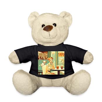Woman in café with dog vintage - Teddy Bear - black - Front
