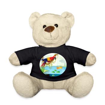 Papagei Ara im Wald am See mit Fisch bunt - Teddy - Schwarz - Vorne