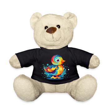 Colorful minimalist duck perfect as a gift - Teddy Bear - black - Front